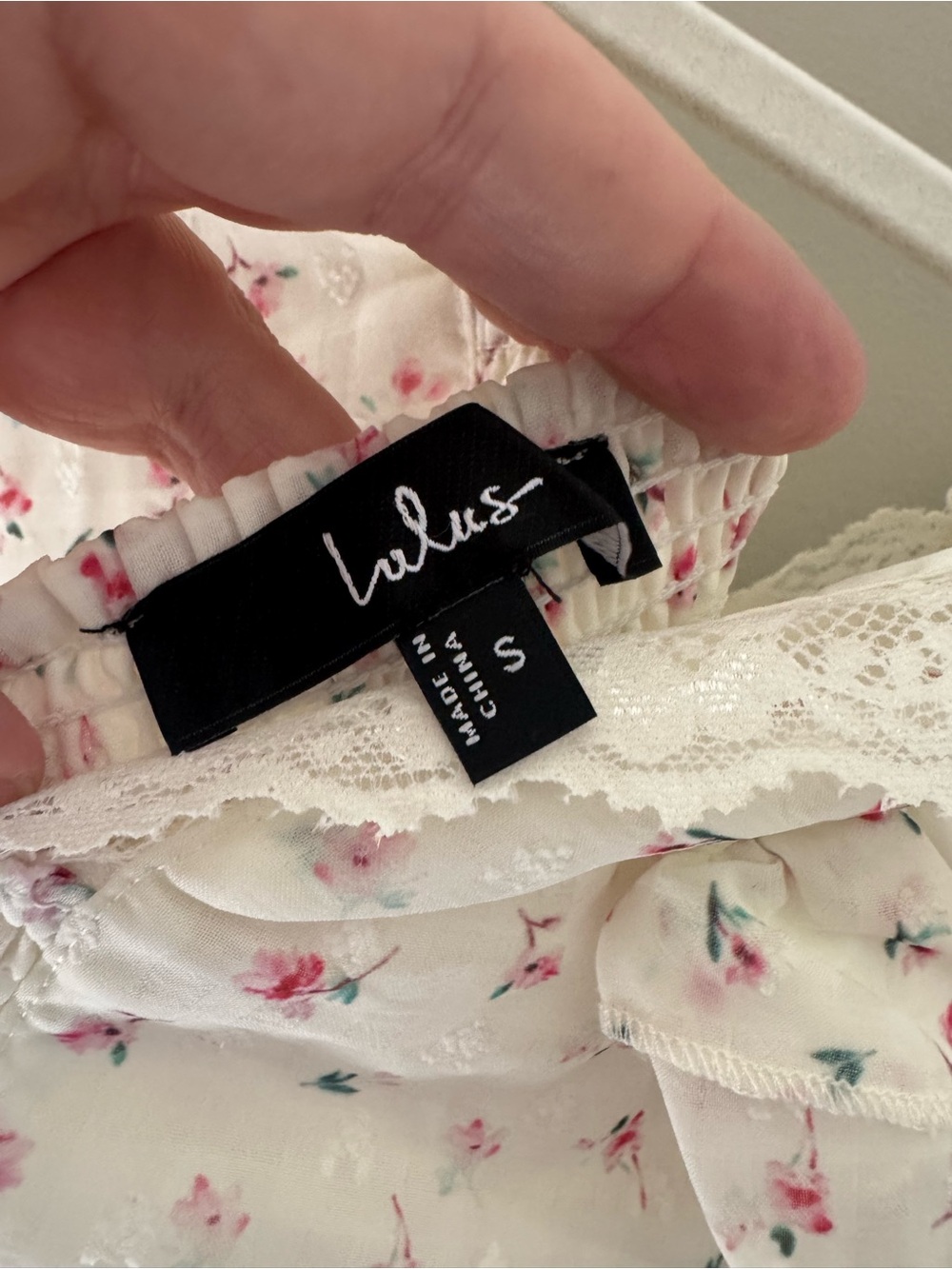 Lulu's White Mini Dress with Pink Floral Print - Picture 7 of 8